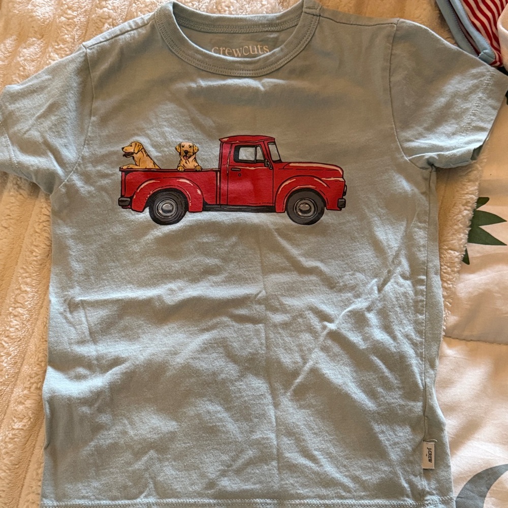 Crewcuts Light Blue Tee with Red Truck and Dogs